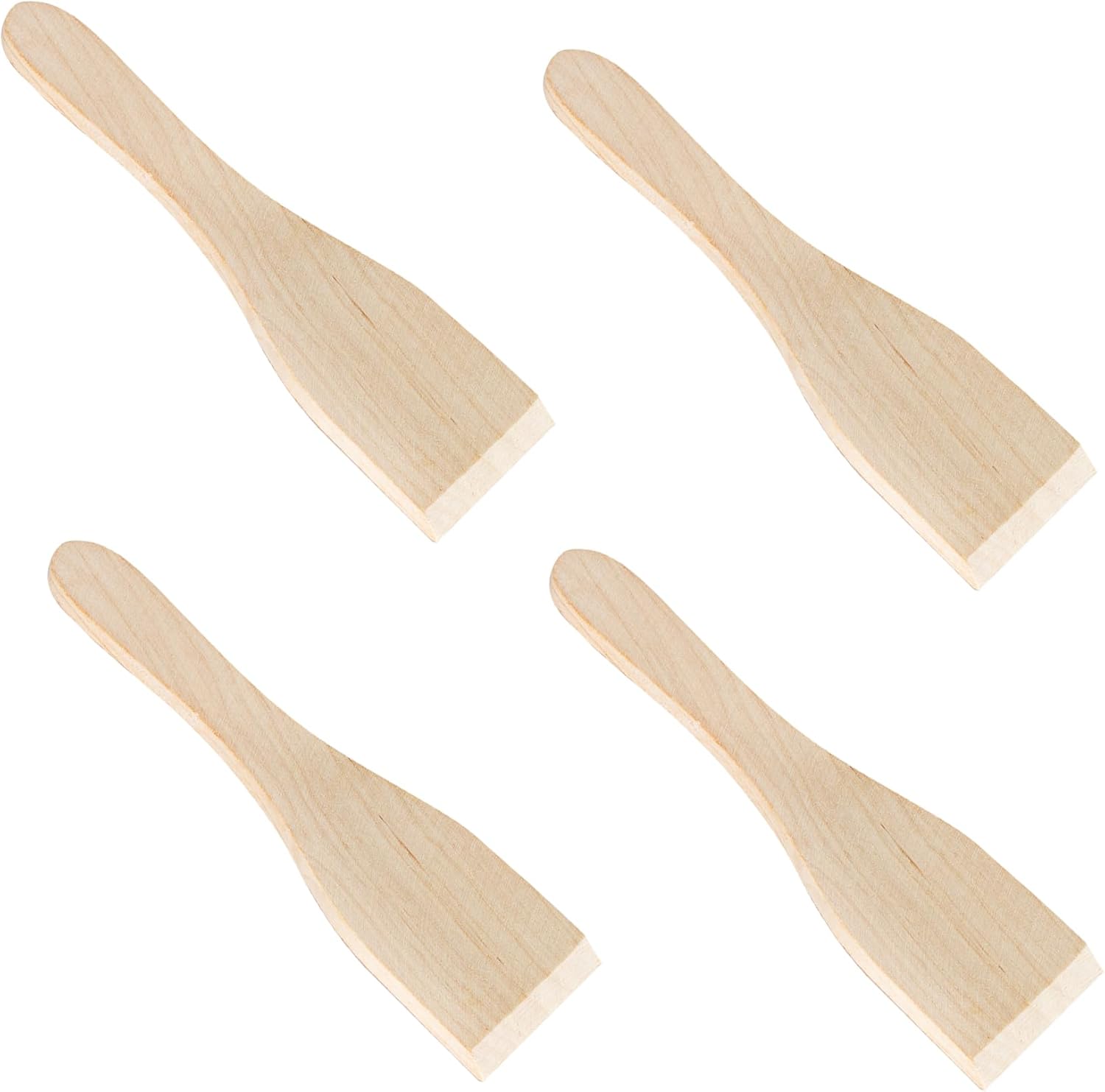 4 Pack Wooden Raclette Spatulas, Natural Raw Wood Mini Scrapers for Cheese Pans, Non-Scratch Utensils Safe for Non-Stick Pans, Raclette Grills, Fondue & Small Cookware