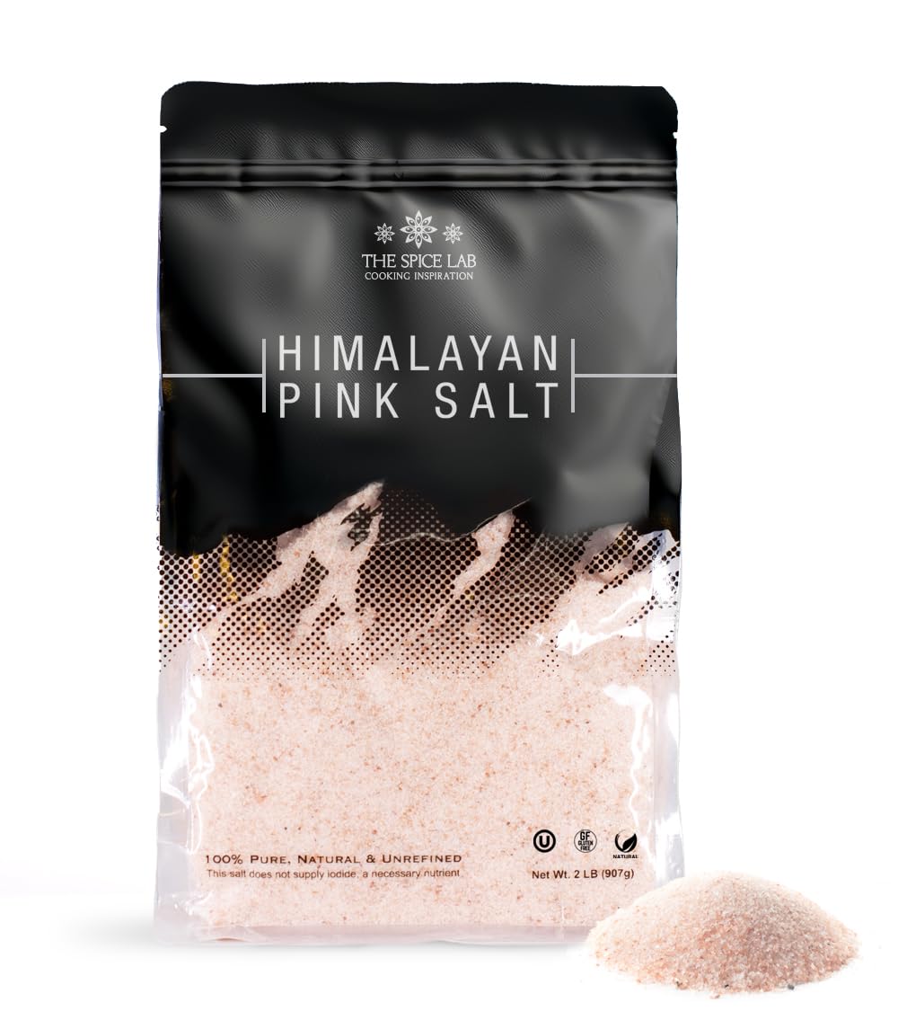 The Spice Lab Himalayan Salt - Fine 2 Lb Bag - Pink Himalayan Salt is Nutrient and Mineral Dense for Health - Gourmet Pure Crystal - Kosher & Natural Certified