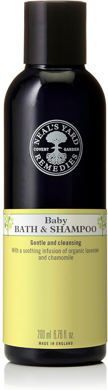Neal's Yard Remedies Baby Bath & Shampoo, Body Wash Suitable For Newborns, With Lavender & Chamomile, Vegan & Cruelty-Free, 200ml