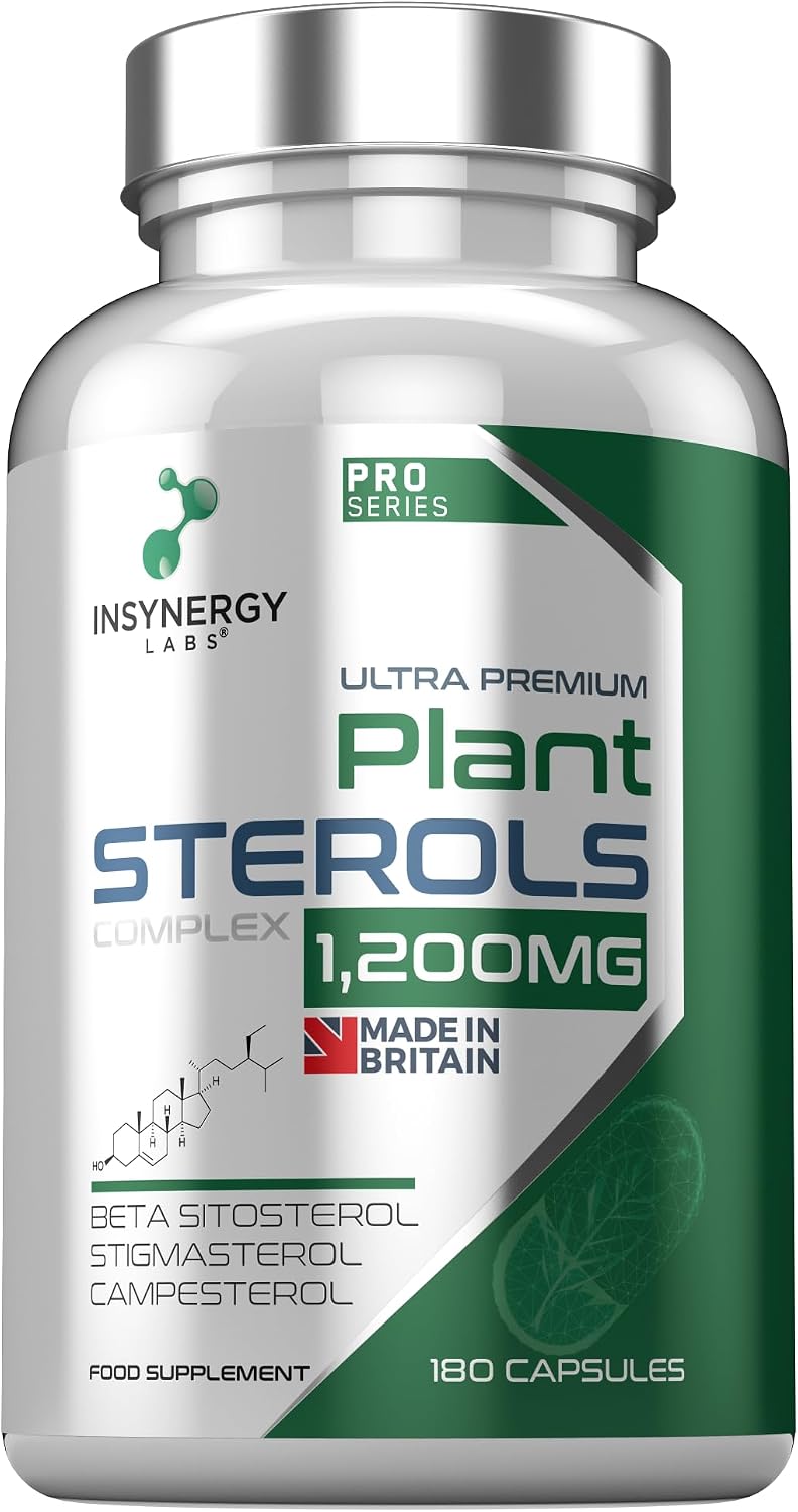Plant Sterols 1,200mg (Maximum Dose in UK) 180 Capsules, Superior Cholesterol Lowering Supplements (Beta-Sitosterol + Stigmasterol + Campesterol) 3 Form High Strength Complex