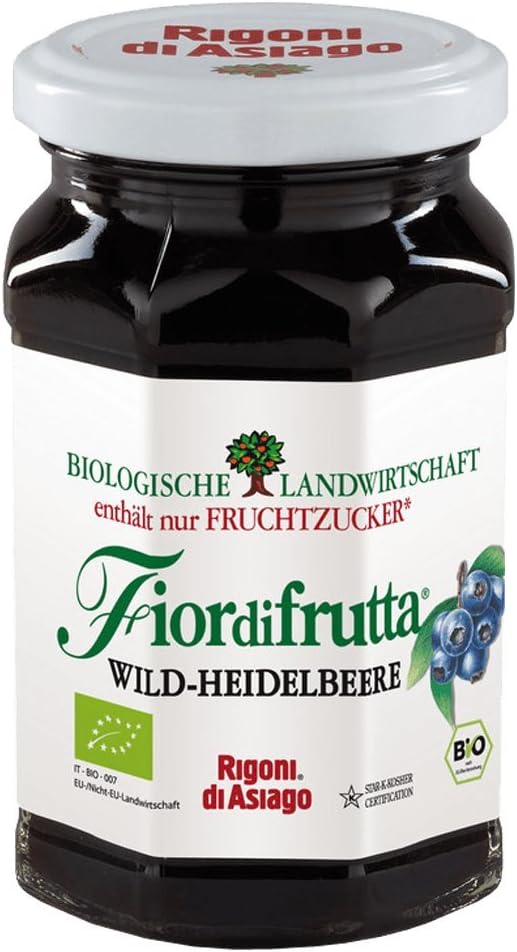 6x Rigoni di Asiago Fiordifrutta Wild Bluberry Jam BIO 250g