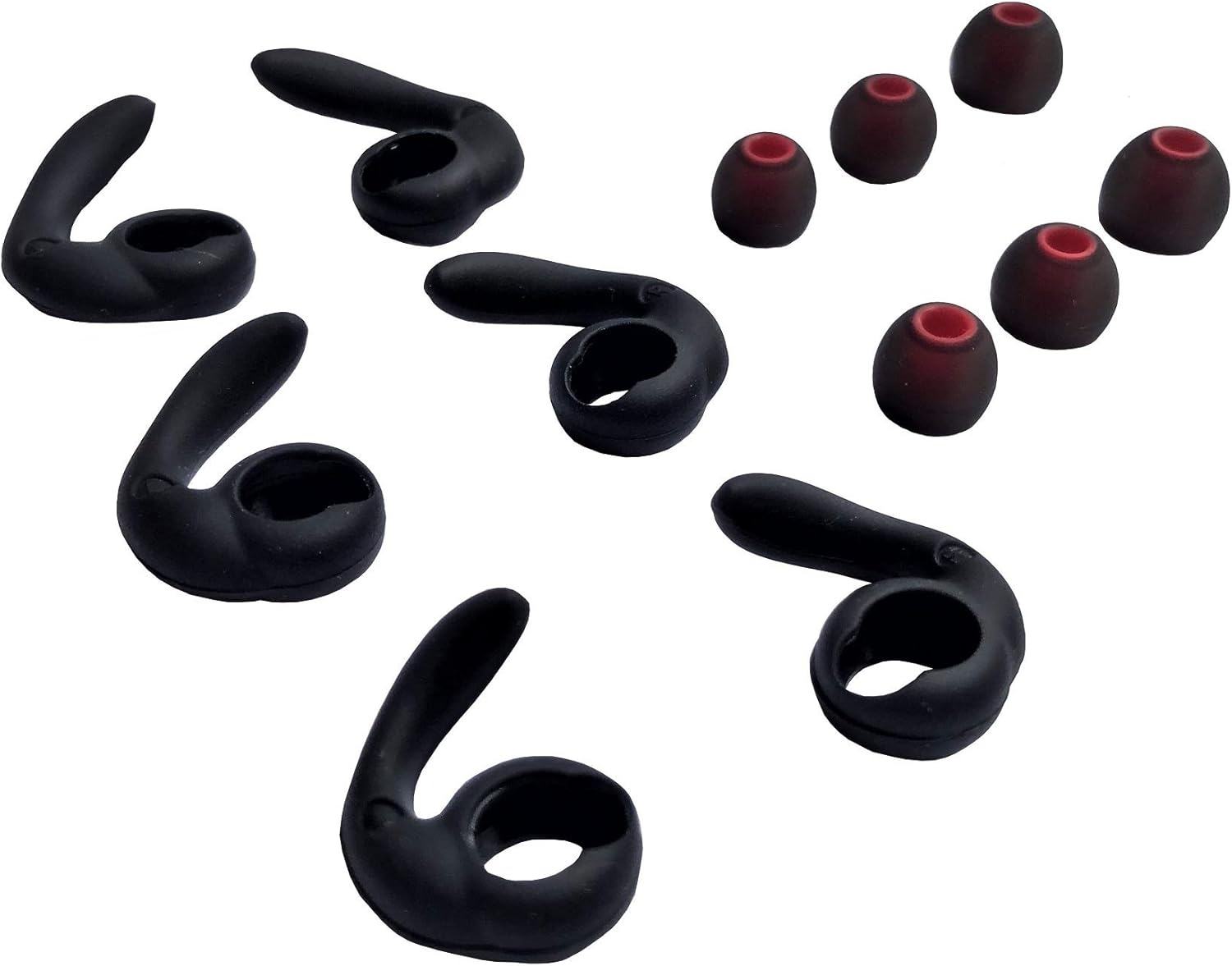 Replacement Earbuds Tips Budlock Earphone Soft Silicone Sport Grips Fins Wings Earhook Tips For in-Ear and Ear Canal Earbuds (3Black-LMS)