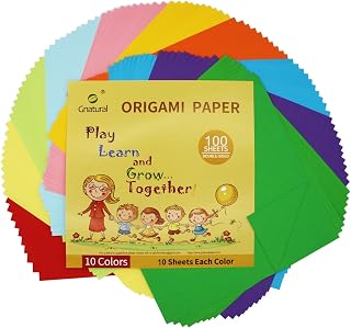 24lb 10 x 10 inch Large Origami Paper - 10 Colored 100 Sheets Double Sided Handmade Folding Paper Square Paper for Kids School DIY and Arts & Crafts