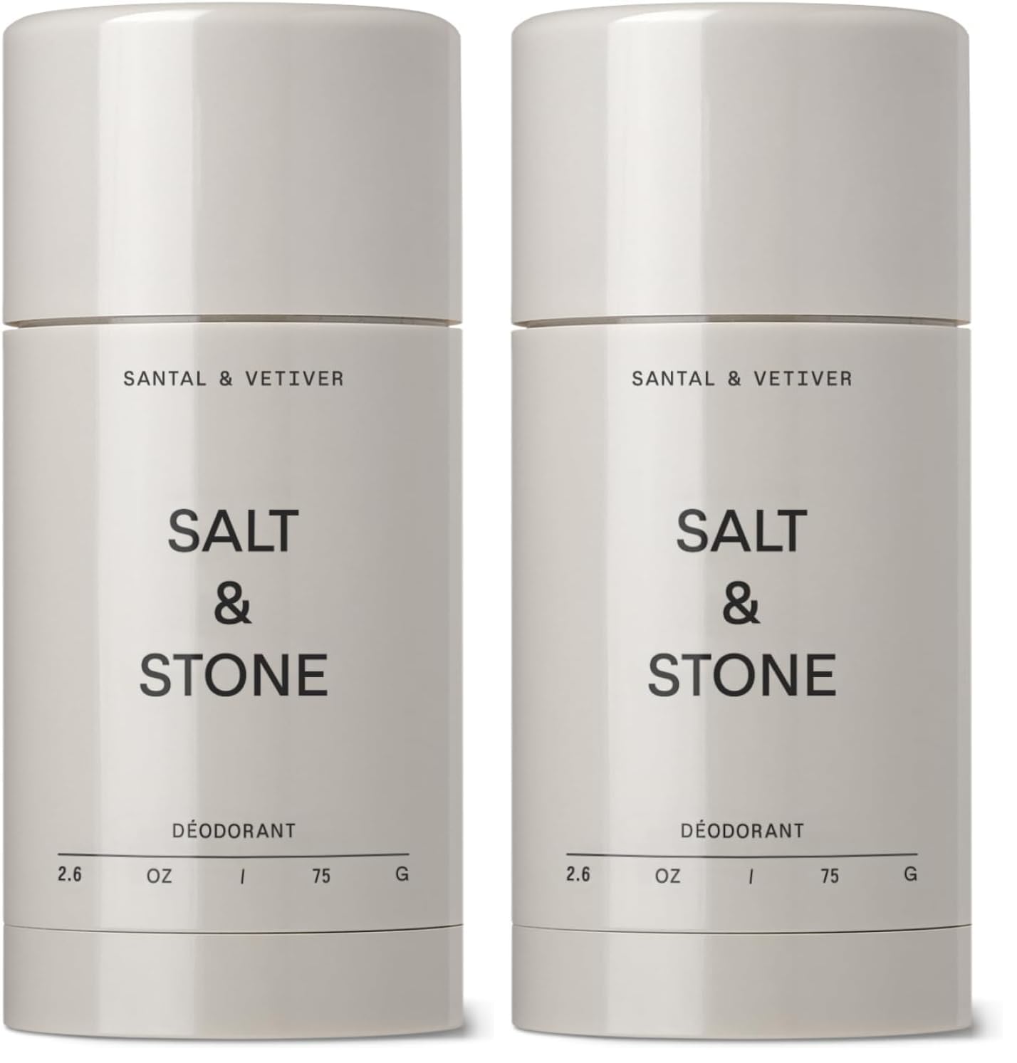 Salt & Stone Aluminum Free Deodorant | Extra Strength 48 Hour Protection for Women & Men | Made with Seaweed Extracts, Niacinamide & Prebiotics | Santal & Vetiver | Pack of 2