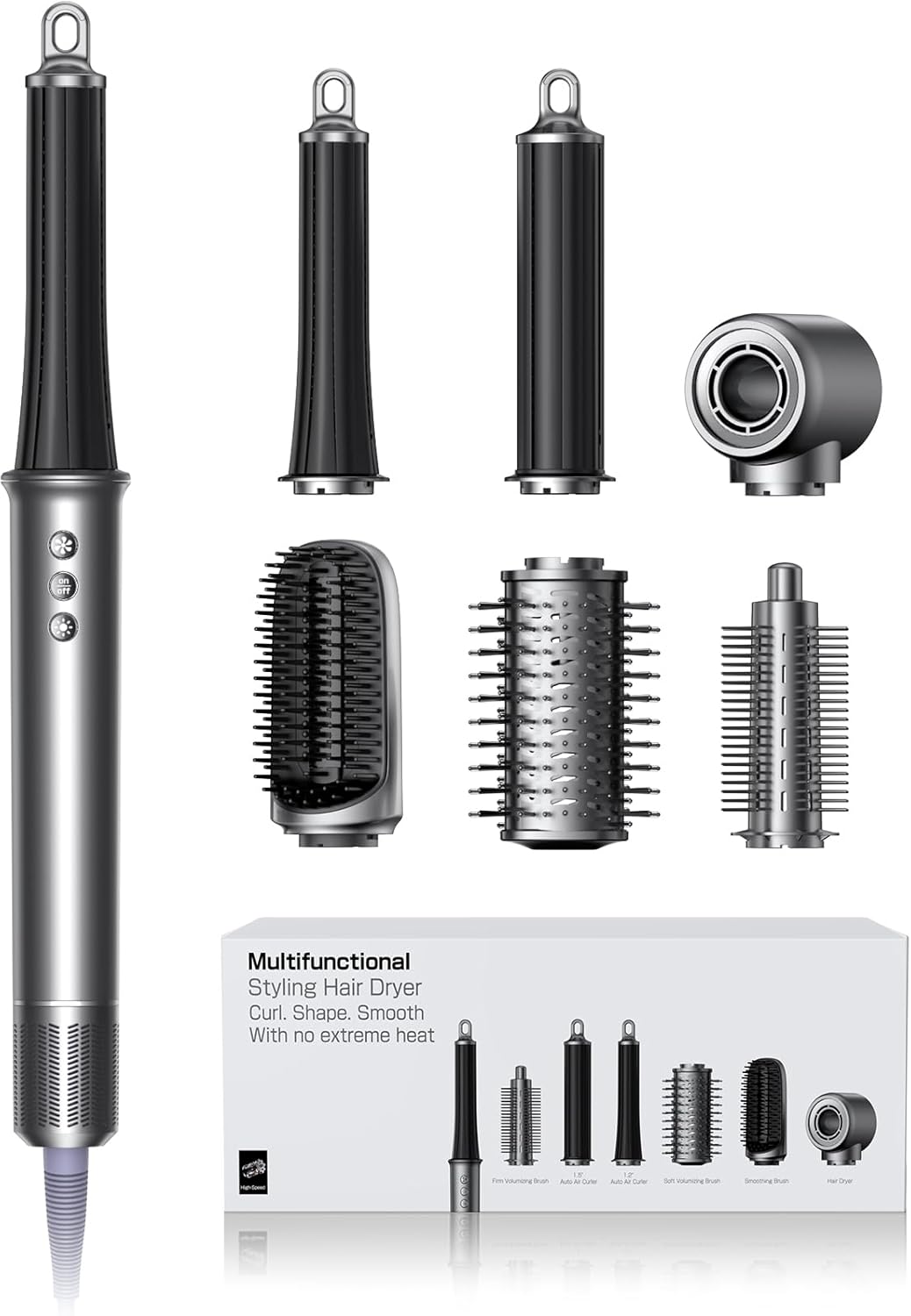 All-in-One Hair Dryer Brush & Auto Hair Curler-160000 RPMHigh-Speed Styler -Reduces Heat Damage & Frizz Hair Curlinglron -lonic Blow Dryer Brush for All Types (Nickel)