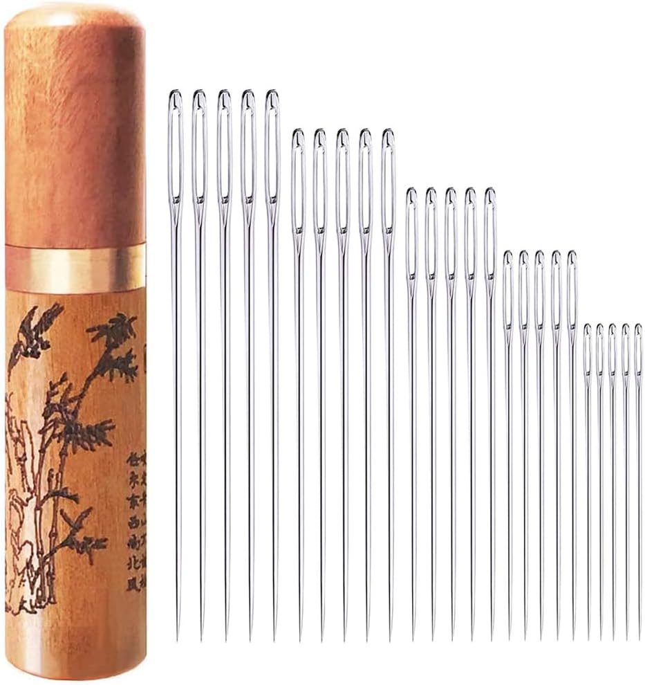 Sewing-Needles Embroidery-Needles Sharp Large-Eye Stainless-Steel - 25 Pieces for Hand Sewing