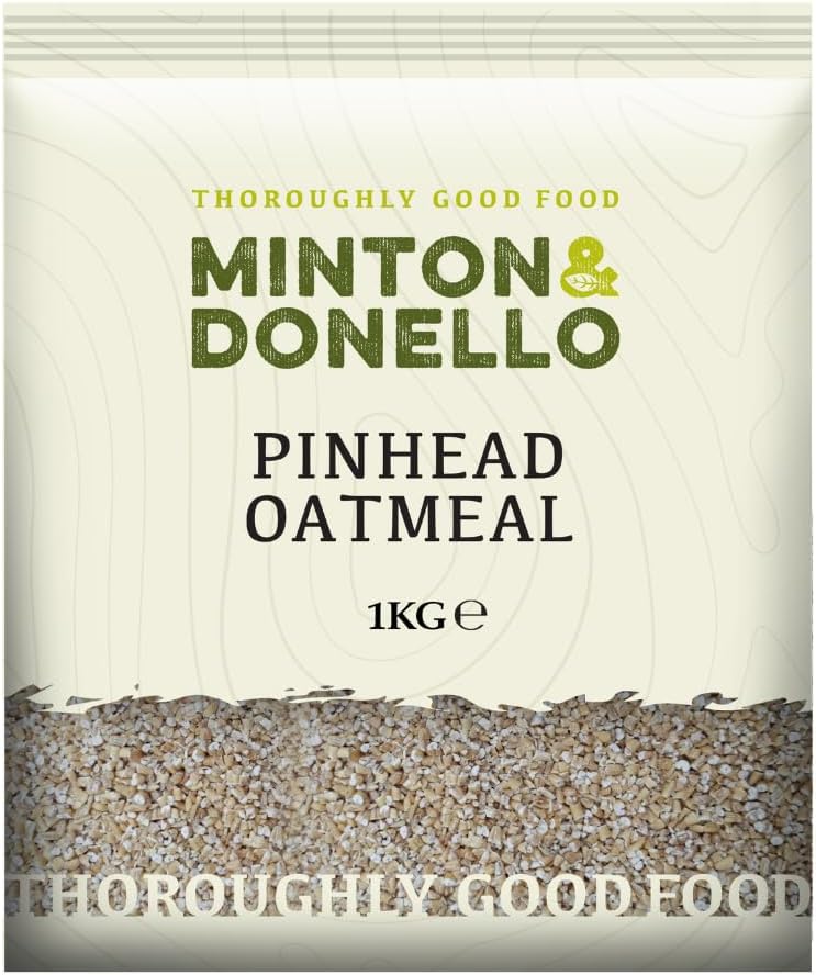 Minton & Donello 1Kg Pinhead Oatmeal - Traditional Steel-Cut Oats for Nutritious Porridge and Recipes