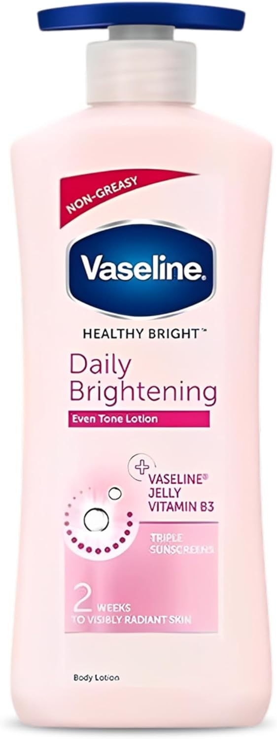 Vaseline Healthy Bright, Daily Brightening Daily Moisturizer, 600 ml, for Glowing Skin, with Vitamin B3, Visibly Radiant Skin in 2 Weeks, Lightweight, Non-sticky, Non-Oily Body Lotion, for Dry Skin