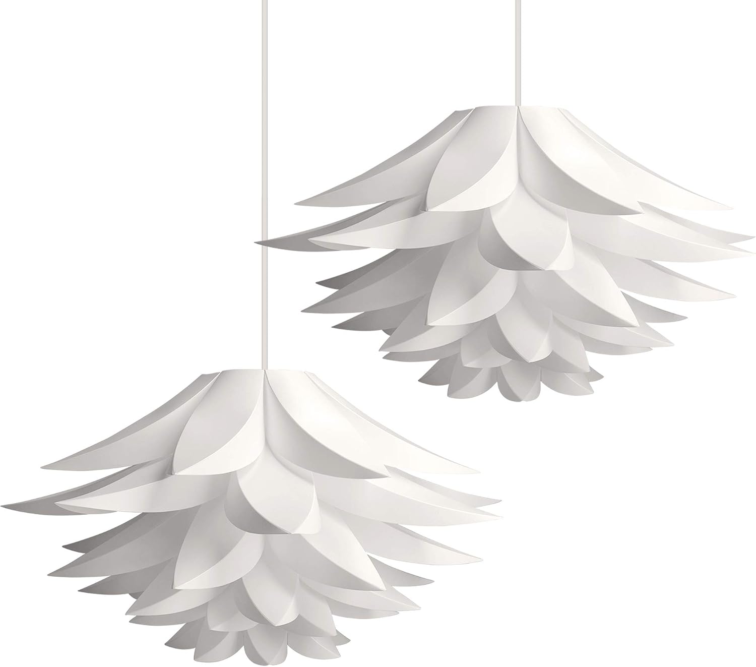kwmobile Puzzle Pendant Lamp Shade (Pack of 2) - Lotus Flower DIY Lampshade Kit for Hanging Ceiling Light or Floor Lamp - Diameter 20" (50cm) - White