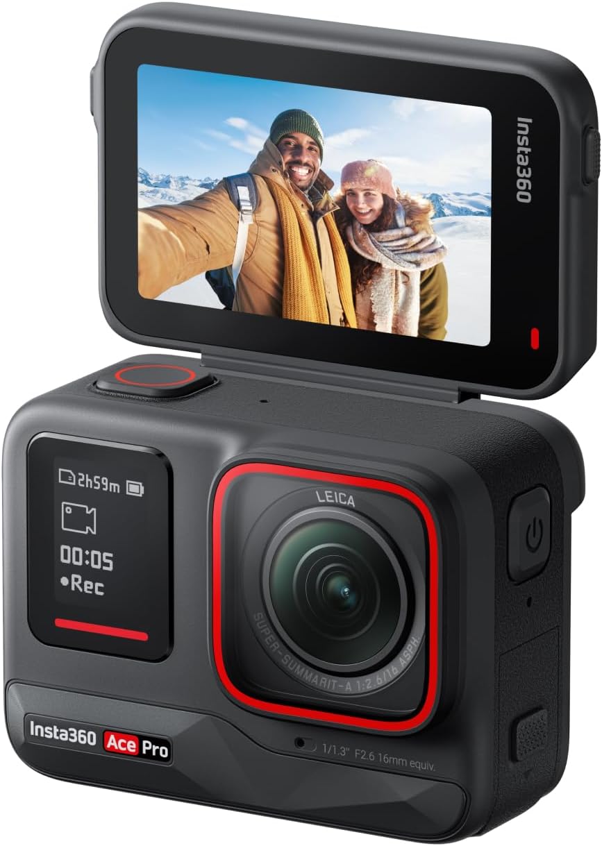 Insta360 Ace Pro - Waterproof Action Camera Co-engineered with Leica, Flagship 1/1.3" Sensor and AI Noise Reduction for Unbeatable Image Quality, 4K120fps, 2.4" Flip Screen & Advanced AI Features