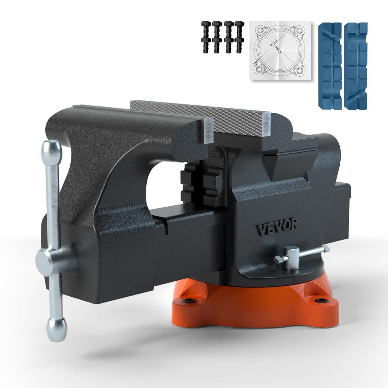 VEVOR 6-inch Jaw Width 5.9-inch Jaw Opening Heavy Duty Ductile Iron Workbench Vise with Anvil, Black
