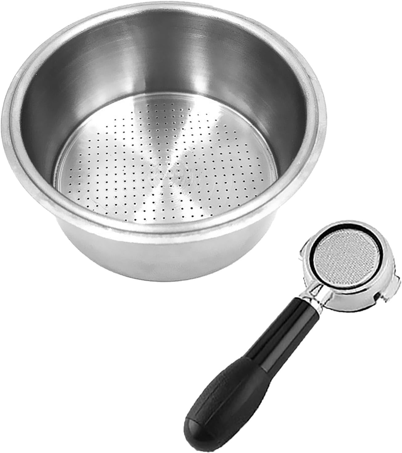 51mm 2 Cup Stainless Steel Non-Pressurized Espresso Filter Baskets, Pack of 1 Replacement Coffee Filter Bowls, Portafilter Not Included