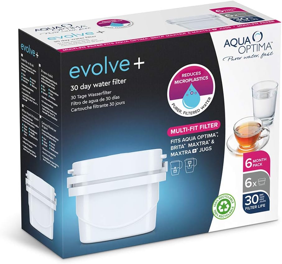 Aqua Optima EPS612 Evolve plus 30 Day Water Filter Cartridge, 6 Pack (6 Months Supply), Old Version