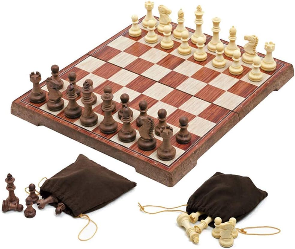 Magnetic Folding Chess Set,11"x 9.64" Portable Travel Chess Game Board Set,Magnetic Crafted Chess Pieces Storage with 2 Flannelette Bags,Perfect Kids Beginners and Adults