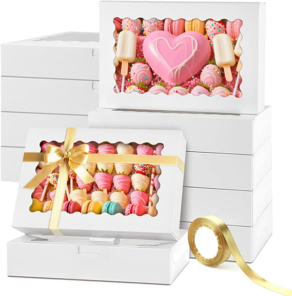 10 Pack brownie box packaging 12" x 8" x 2.5" cookie boxes for gift bakery boxes for treat dessert cakes biscuits chocolate strawberry pastry baking Easter Wedding Christmas Halloween Mother's Day
