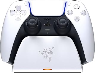 Razer Quick Charging Stand for PlayStation 5: Charge - Curved Cradle Design Matches PS5 DualSense Wireless Controller One-Handed Navigation USB Powered White (Controller Sold Separately)