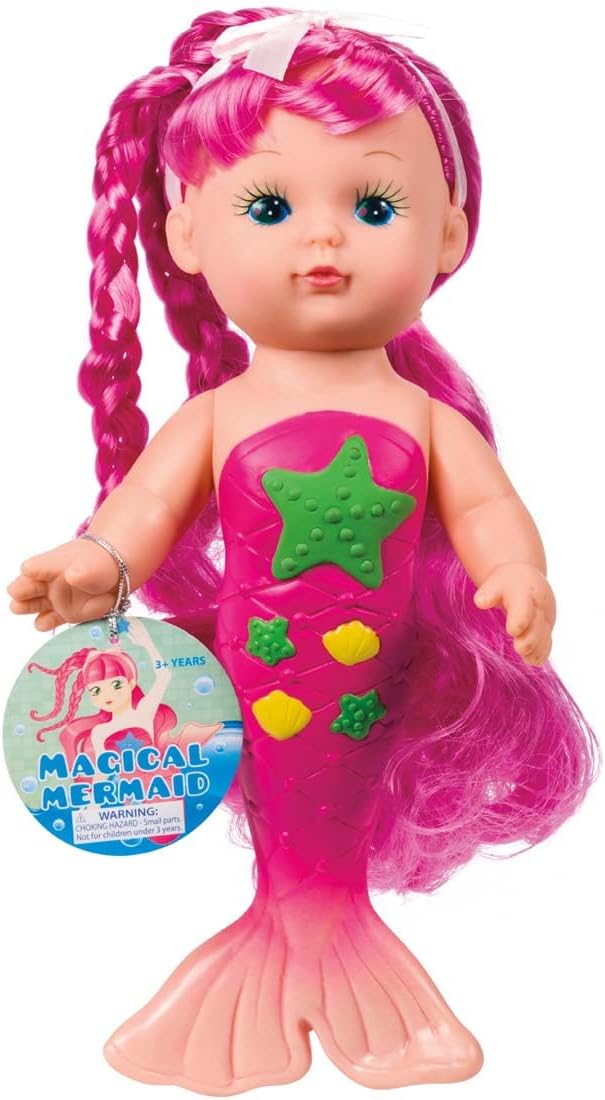 Toysmith Bathtime Mermaid Doll (Assorted Colors) 9 Inch
