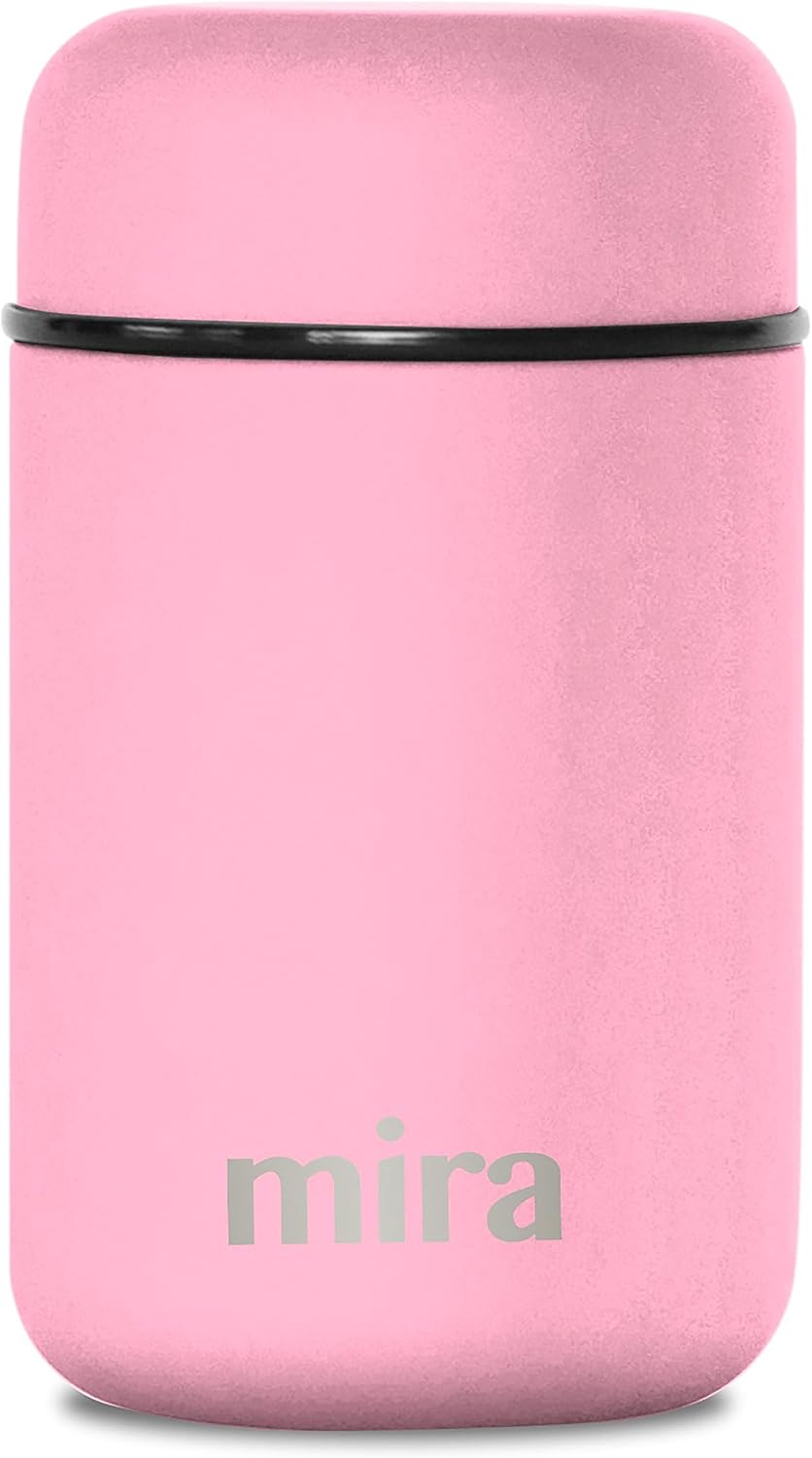 MIRA Insulated Food Jar Thermos for Hot Food & Soup, Compact Stainless Steel Vacuum Lunch Container for Meals To Go - 13.5 oz, Pink