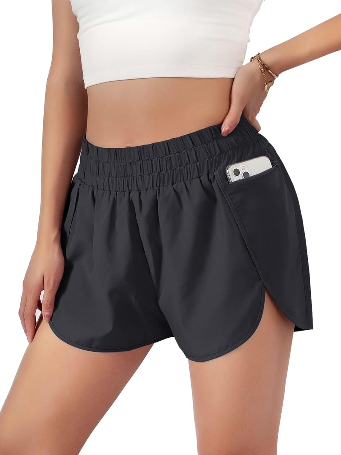 Blooming Jelly Women's Quick-Dry Running Shorts Workout Sport Layer Active Shorts with Pockets 1.75"