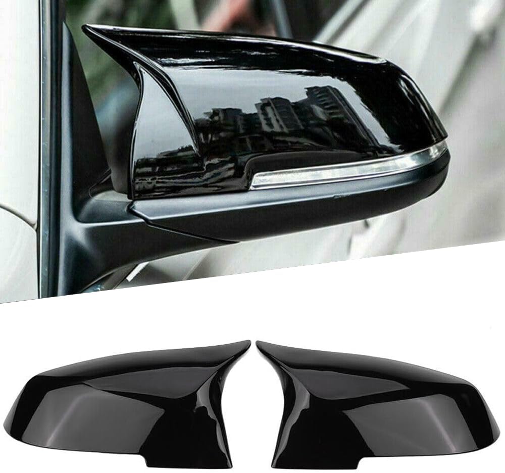 GEARCELL Pair Car Wing Mirror Covers Caps, Replacement Rearview Side Mirror Covers Replacement FIT For BMW F20 F22 F23 F30 F31 F32 F33 F36 F87 M2 X1 E84 Door Mirror Covers Caps GLOSSY BLACK