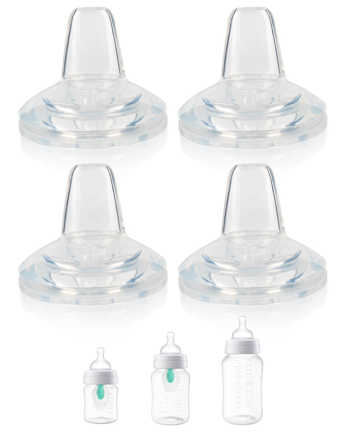 Sippy Cup Nipples for Philips Avent Anti-Colic Baby Bottles,Food Grade Silicone Sippy Spout，Variable Flow Soft Nipple，6m+,4-Count