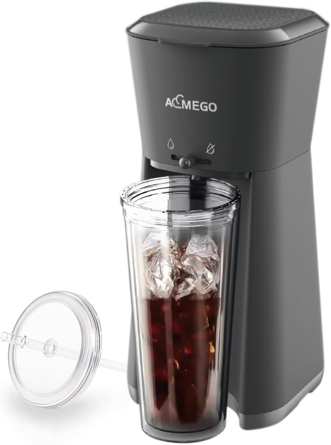 Electric Iced and Hot Tea Maker with 20oz Traveling Tumbler, Single Coffee Machine with Reusable Filter (BLACK)