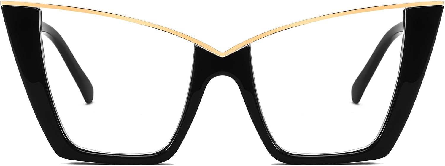 FEISEDY Fashion Cat Eye Blue Light Blocking Glasses for Women Fake Retro Eyeglasses Oversized Stylish Eyewear Frame B0240