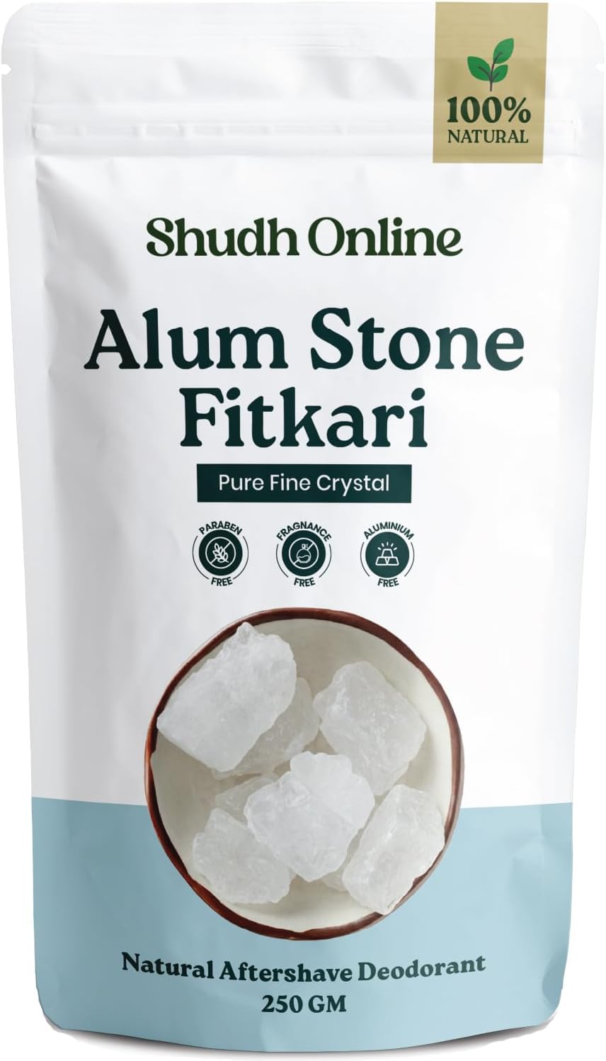 Alum Stone for Face (3.5 oz - 0.2 lb) Piedra de Alumbre para Lavado Intimo - Natural Fitkari Stone for Shaving - Phitkari Alum Crystal Rocks | Potassium Alum (100g)