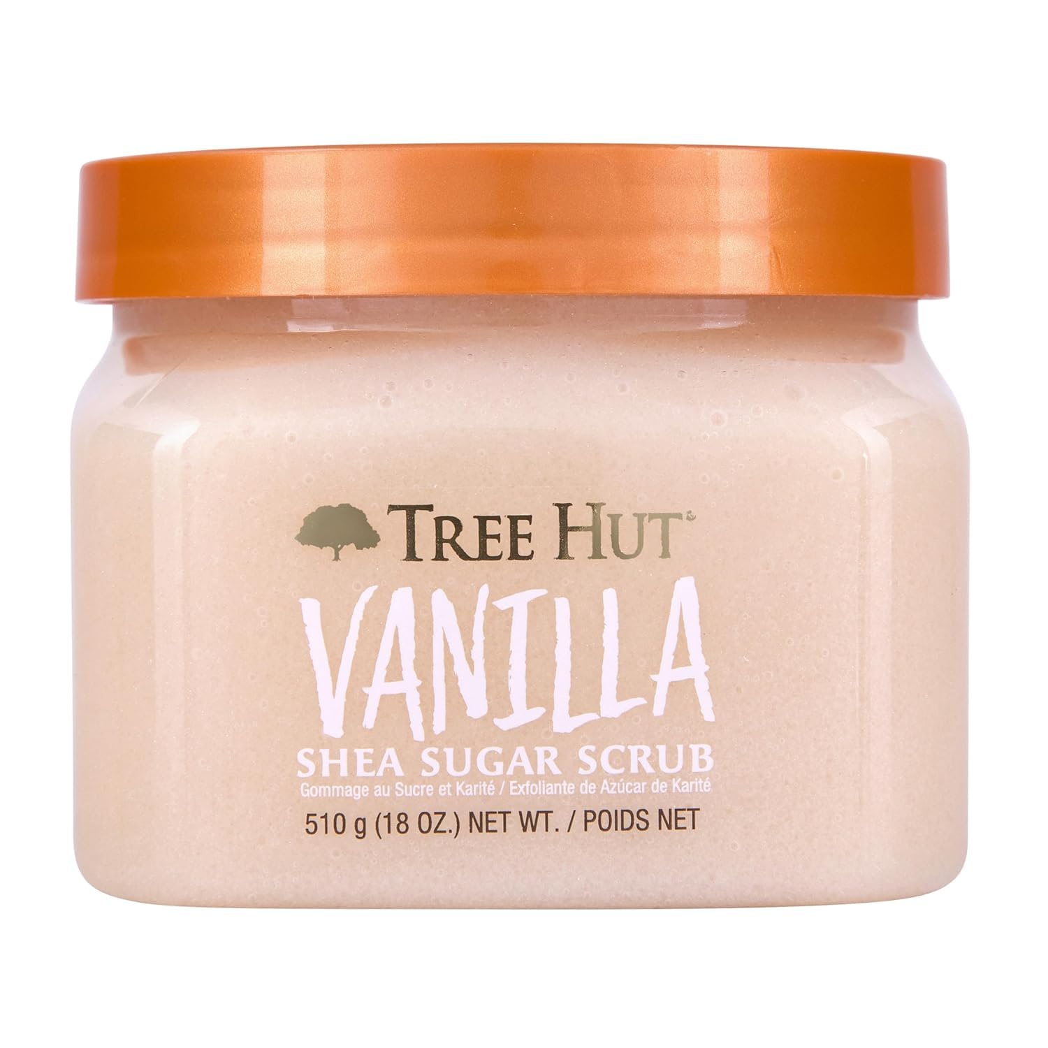 Tree Hut Vanilla Body Scrub, Exfoliating & Hydrating Sugar Scrub with Shea Butter & Essential Oils, Smooth Skin, Body Exfoliator for All Skin Types, Self Care Gifts for Women, Vegan, 18 Oz