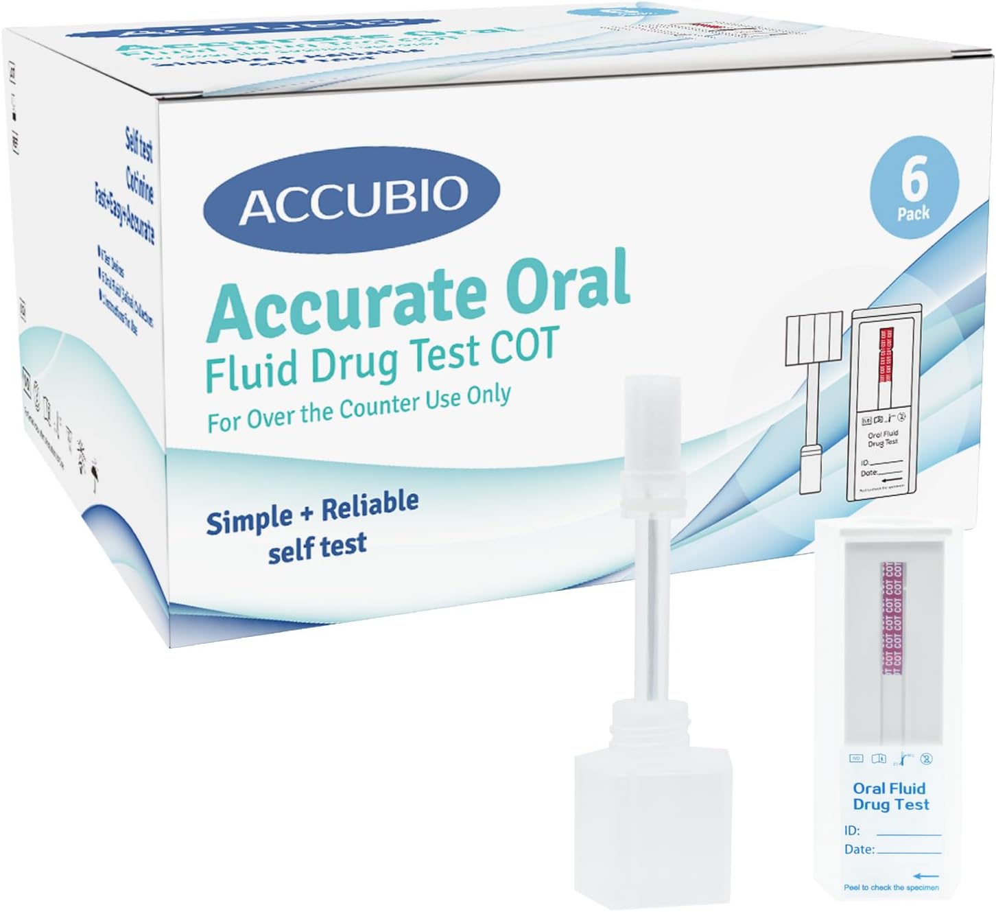 6 Pack Oral Fluid Drug Test COT，Cotinine Test for Men & Women, Single Panel Oral Nicotine/COT Test at Home, Highly Sensitive and Accurate, Cut-Off Level at 30 ng/mL