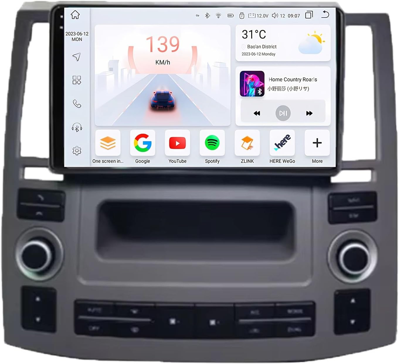 9 inch Double DIN Android 14 Car Stereo for Infiniti FX35 FX45 2007-2009 with GPS Navigation WIFI AHD Backup Camera Steering Wheel Controls/SWC Bluetooth Carplay FM Radio Touch Screen MP5 AM(N1(2+32