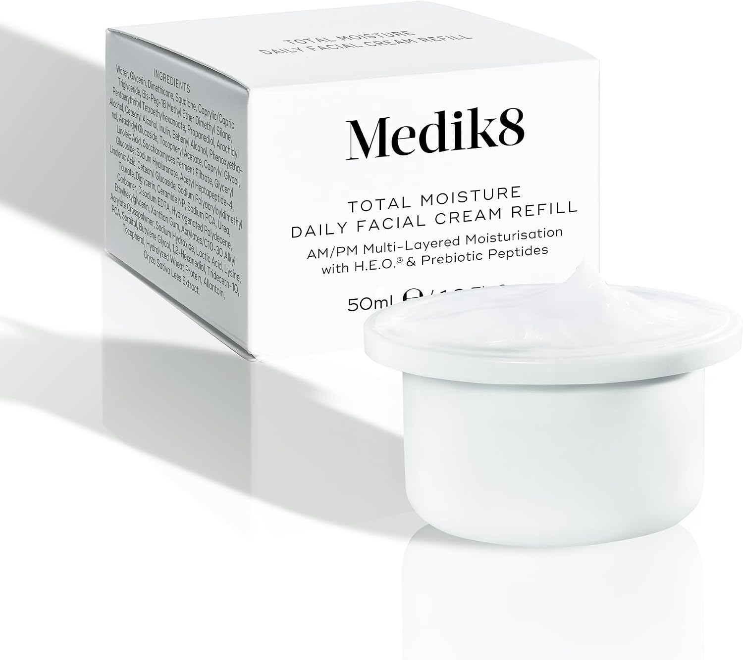 Medik8 Total Moisture Daily Facial Cream Refill Pod Hyaluronic Acid Moisturiser, Day and Night Face Cream, Clinically Proven Instant & Lasting Moisturisation - Fragrance Free - 50 ml