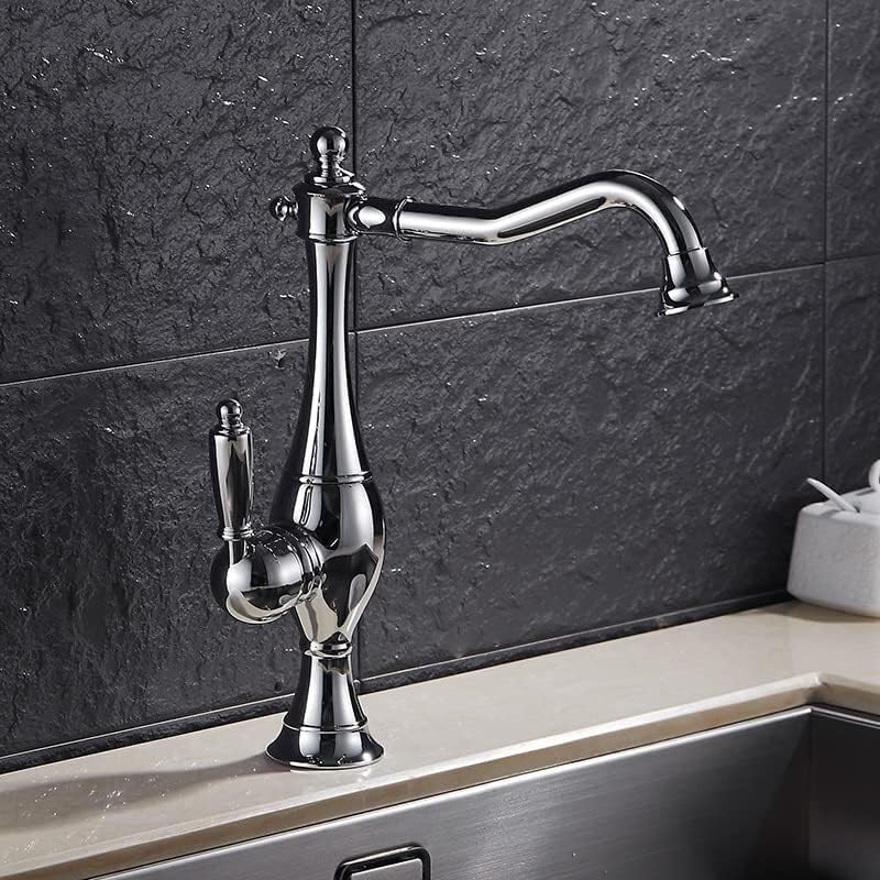 Shower Head Kitchen Sink Faucet for Bar Farmhouse Commercial, Brass Kitchen Sink Water 360 Rotate Swivel Faucet Mixer, Single Hole Black Mixer Tap, Ve