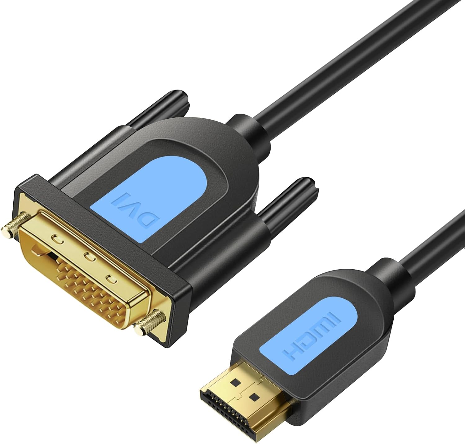 AK HDMI to DVI Cable 1.8m Bi Directional DVI-D 24+1 Male to HDMI Male High Speed Adapter Cable Support 1080P Full HD Compatible for Raspberry Pi, Roku, Xbox One, PS4 PS3 (Black)