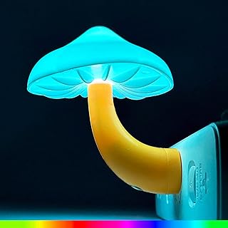 Mushroom Night Light, Plug-in Night Light with Auto Light Sensor, RGB LED Night Light, Wall Based Mushroom Lamp, Nursery Night Light for Kids Room, Bathroom, Bedroom, Kitchen, Hallway and Stairs