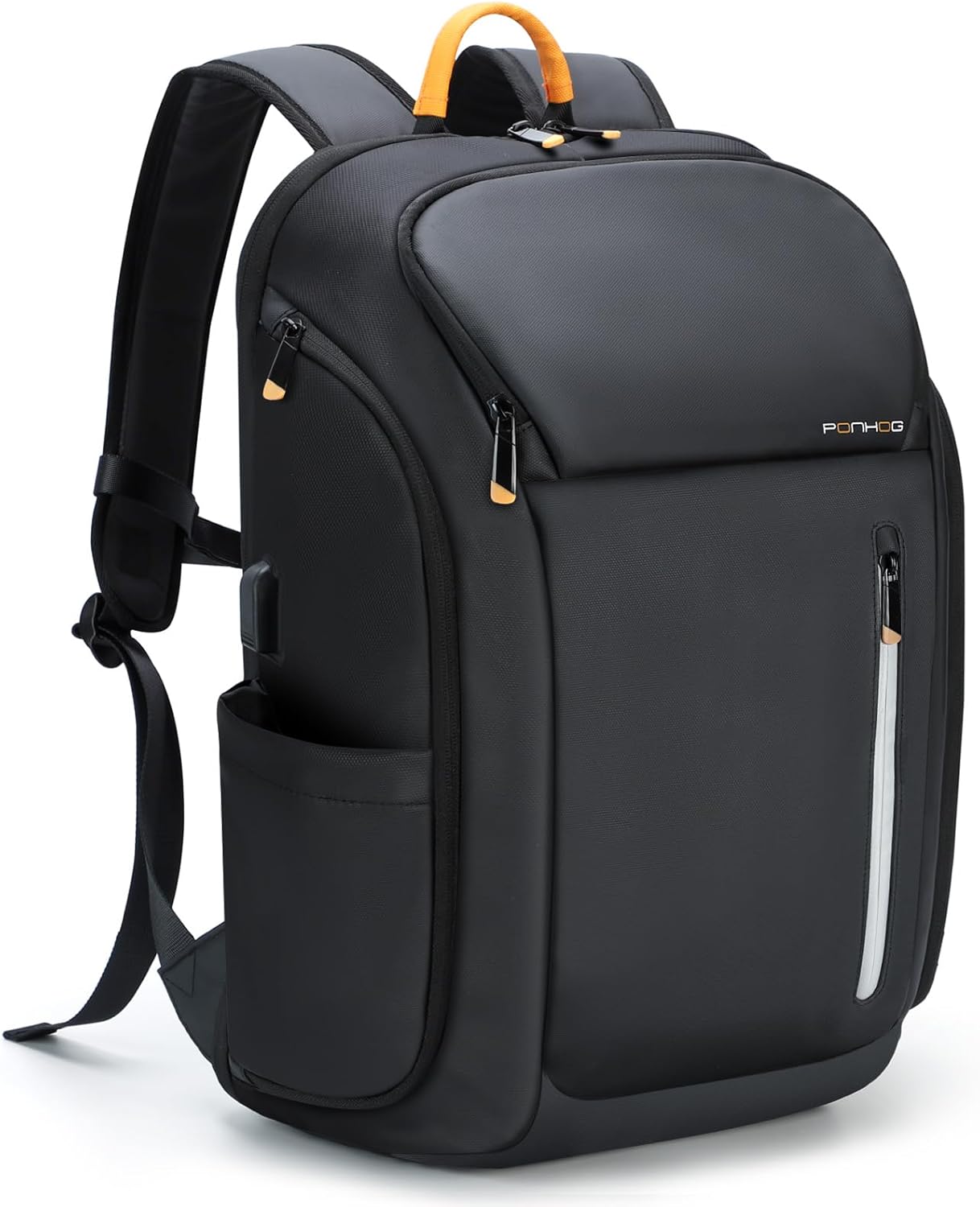 Ponhog Laptop Backpack for Men - 900D Travel Backpack fit 17.3 Inch Laptop, Tech Backpack with USB Charging Port Anti-Theft Pocket, 30L Smart Rucksack for College Business Work Overnight Black