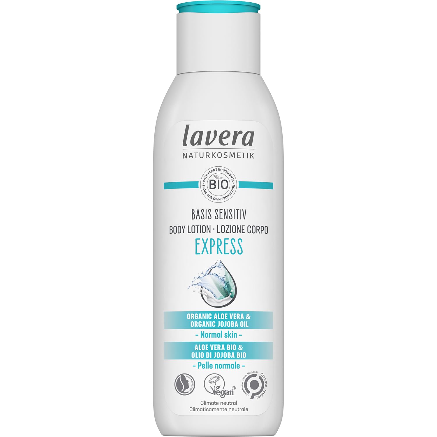 lavera basis sensitiv Body Lotion Express - aloe vera & jojoba oil – deep moisture & long lasting care - 24h moisturizing care - PETA certified - vegan - natural cosmetics - 8.45 fl.oz.