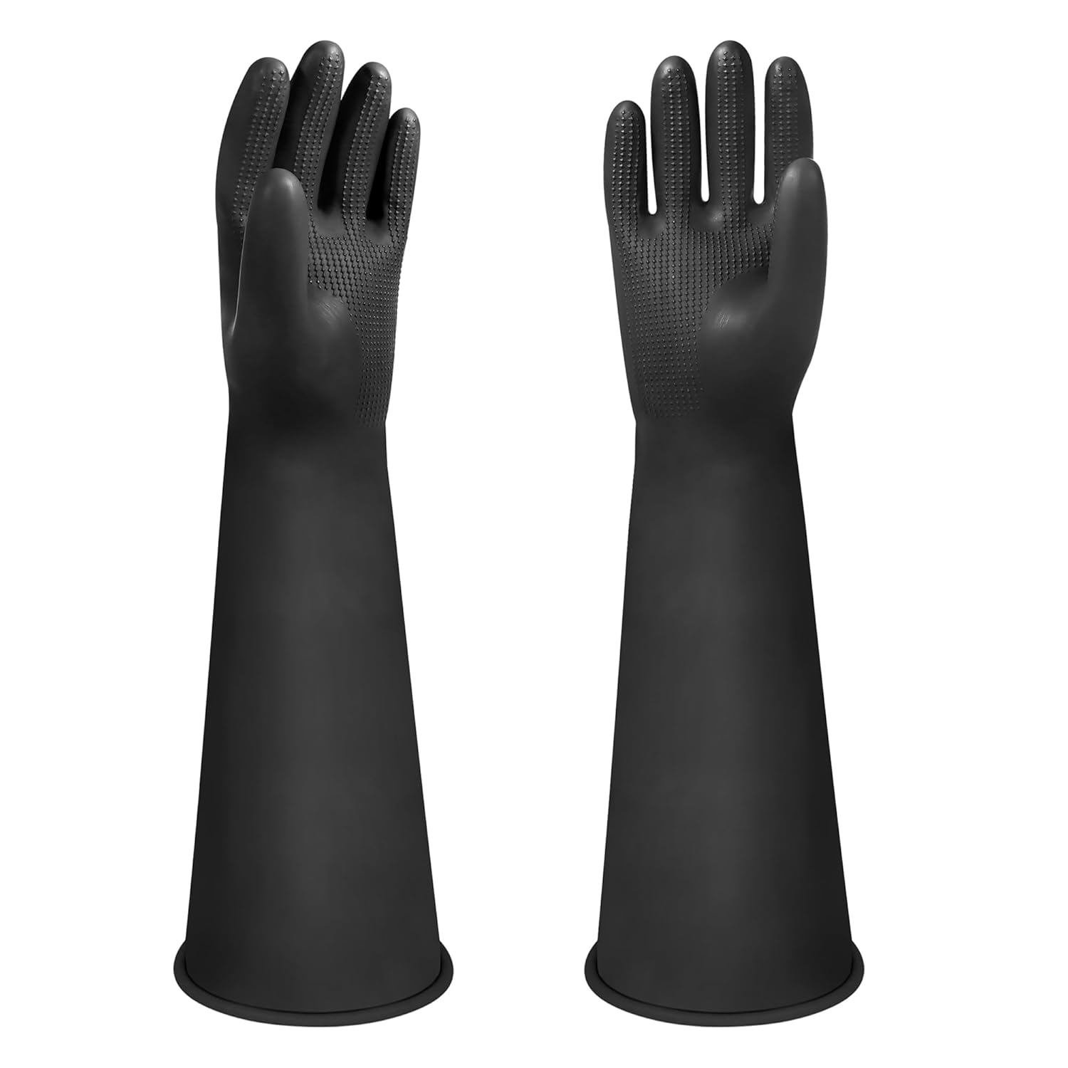 Heavy Duty Rubber Gloves, 18" Long Rubber Gloves, Reusable Waterproof Cleaning Drain Gloves, PPE Safety Work Gloves, Chemical Resistant Gloves, Resist Strong Acid, Alkali and Oil, Non-Slip, 1 Pair