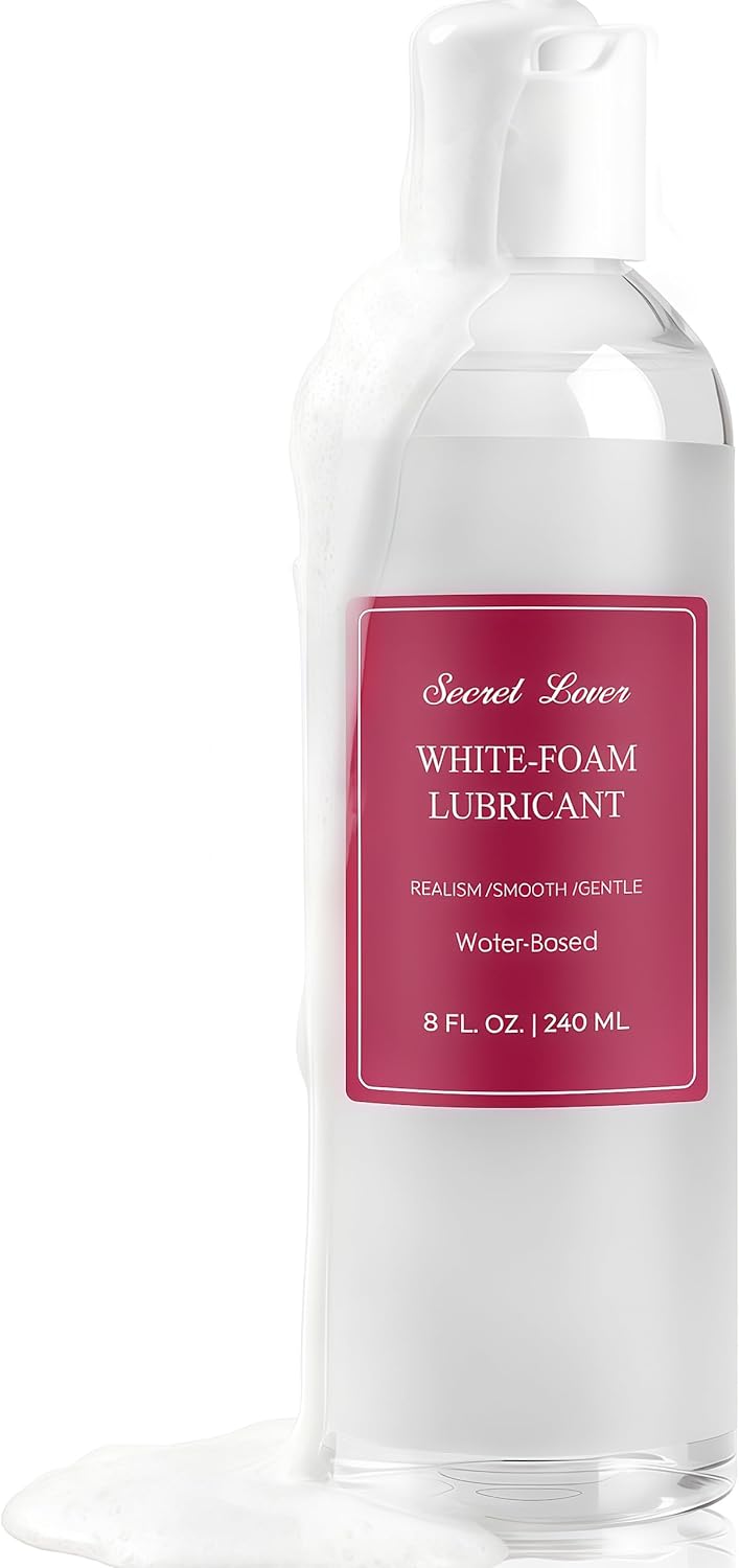 Secret Lover White Foam Sex Lubricant, Friction-Activated Liquid-to-Cream Personal Cum Lube for Women & Men, Smooth, Long-Lasting Formula with Natural Ingredients for Vaginal and Anal Use, 8 fl oz