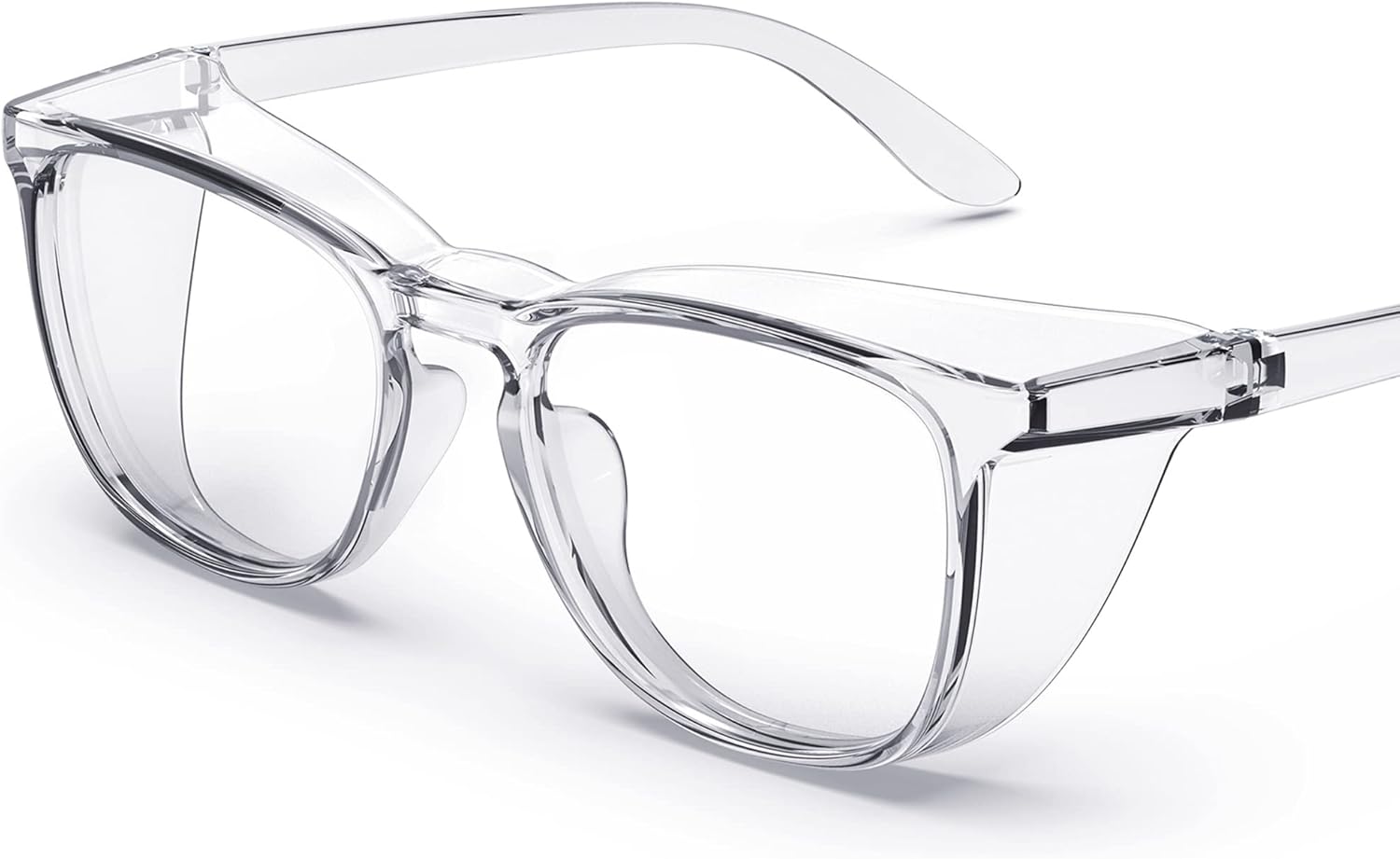 TOREGE Eye Protection Glasses,Fashionable Safety Glasses With Clear No Fog Lenses,Great Safety Goggles For Men&Women(Transparent White&Clear Lens)