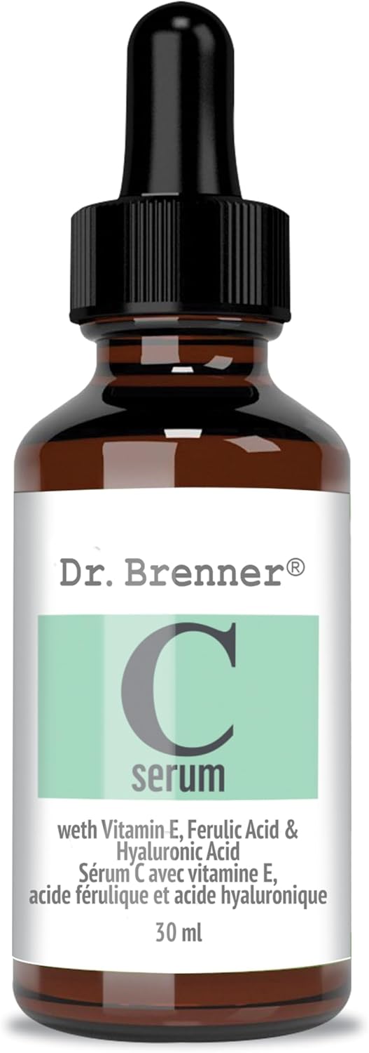 Vitamin C Serum 20% Pure L-Ascorbic Acid, Ferulic Acid, Vitamin E and Hyaluronic Acid for Face and Eyes 1oz. by Dr. Brenner
