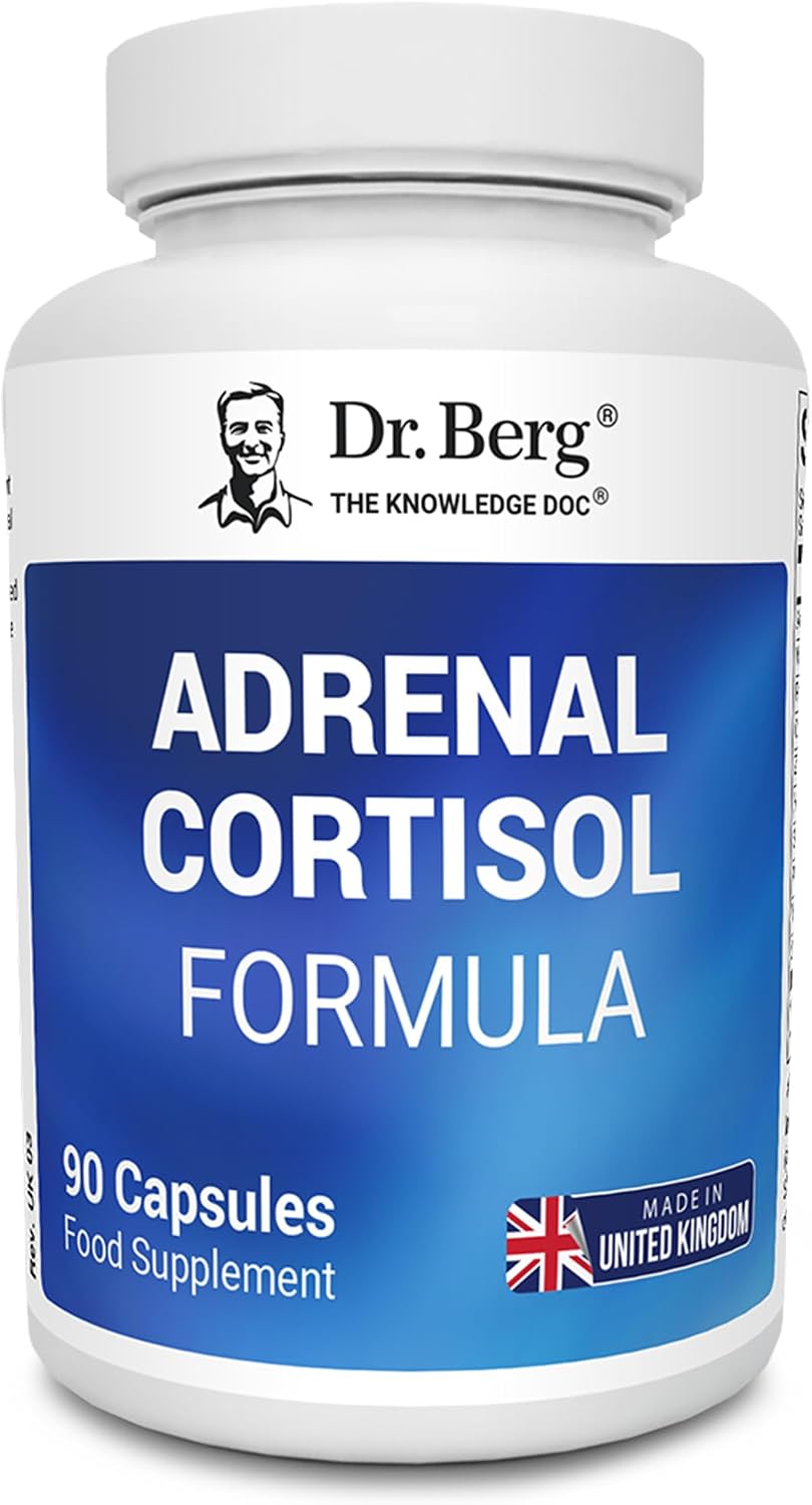 Dr. Berg’s Adrenal & Cortisol Formula - Supplement for Hormone Balance, Stress, & Focus - Support for Healthy Adrenal Gland - Vegetarian Ingredients 90 Capsules