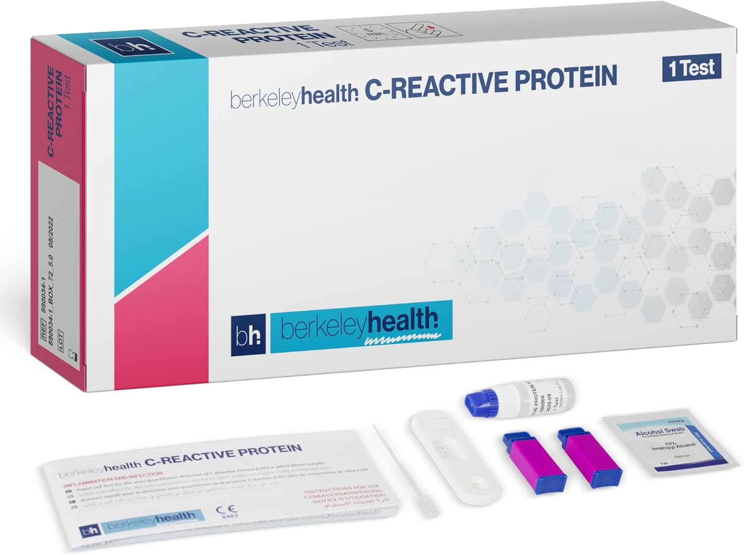 Berkeley Health C-Reactive Protein Home Test Kit - Detect CRP in Whole Blood Self Check Set - Easy to Follow, Fast & 98% Accurate - 1 Pack