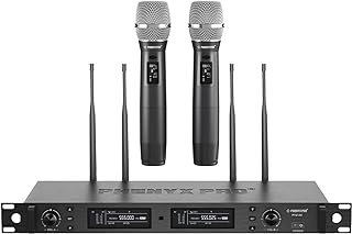 Phenyx Pro Wireless Microphone System, True Diversity Dual Cordless Microphone Set, Professional UHF Handheld Wireless Microphones w/Auto Scan, 2x1000 Channels, 328ft for Stage & Studio (PTU-2U)