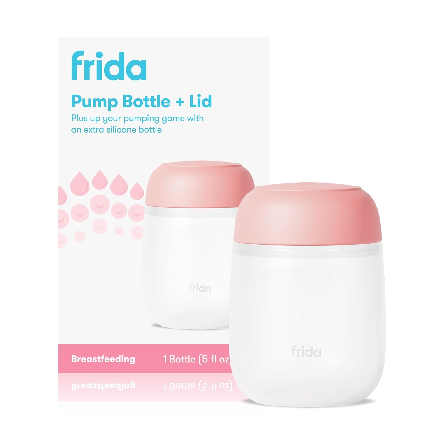 Frida Mom 2-in-1 Manual Breast Pump Silicone Bottle + Replacement Lid, Milk Collector for Breastfeeding, 5oz