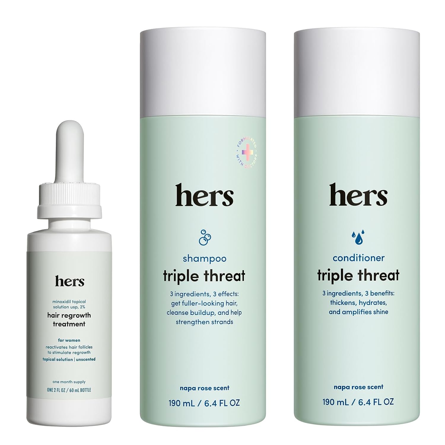 hims and hers Triple Threat Shampoo & Conditioner, 3 Pack, 6.4 Fl Oz