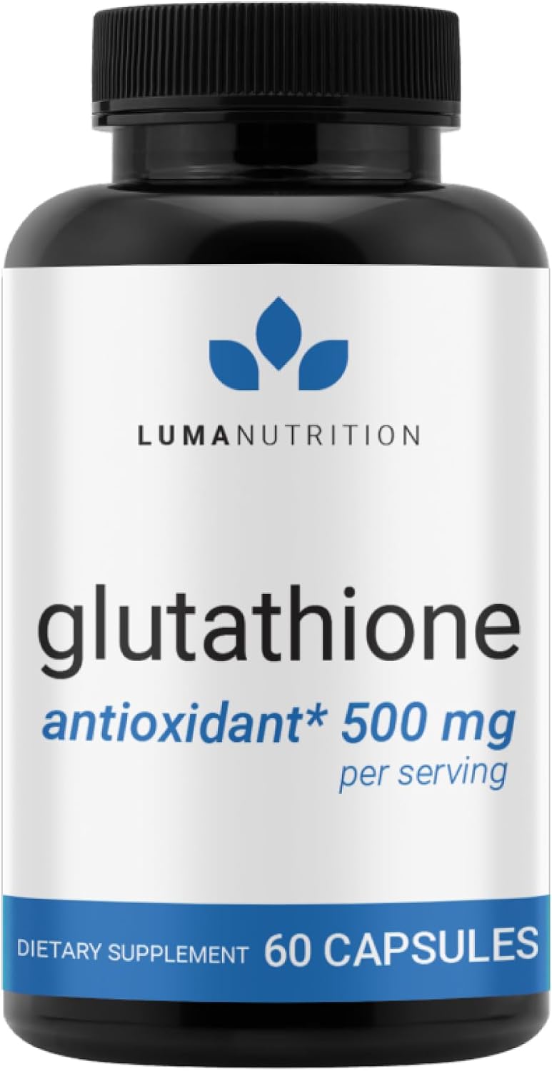 Luma Nutrition Premium Glutathione Supplement - 500mg - L-Glutathione - Antioxidant Support - Reduced - Liver Support - 60 Capsules