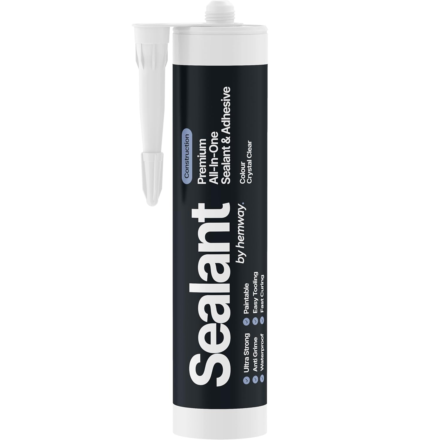 Hemway - Construction All-In-One Hybrid Polymer Sealant & Adhesive - Crystal Clear | Transparent, Anti-Mould, Waterproof & Paintable | 300 ml