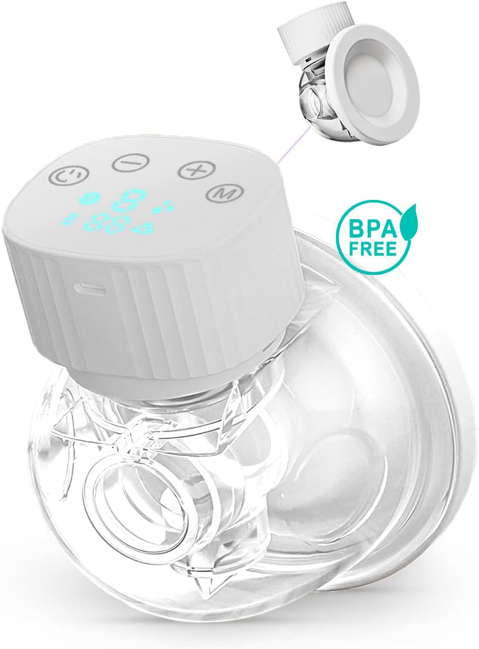 Wearable Breast Pump, Hands Free Breast Pump- Electric, LCD, High Technology 3 Modes, 9 Levels- Noise Reduction, Painless and Skin Friendly, BPA Free,(Single)