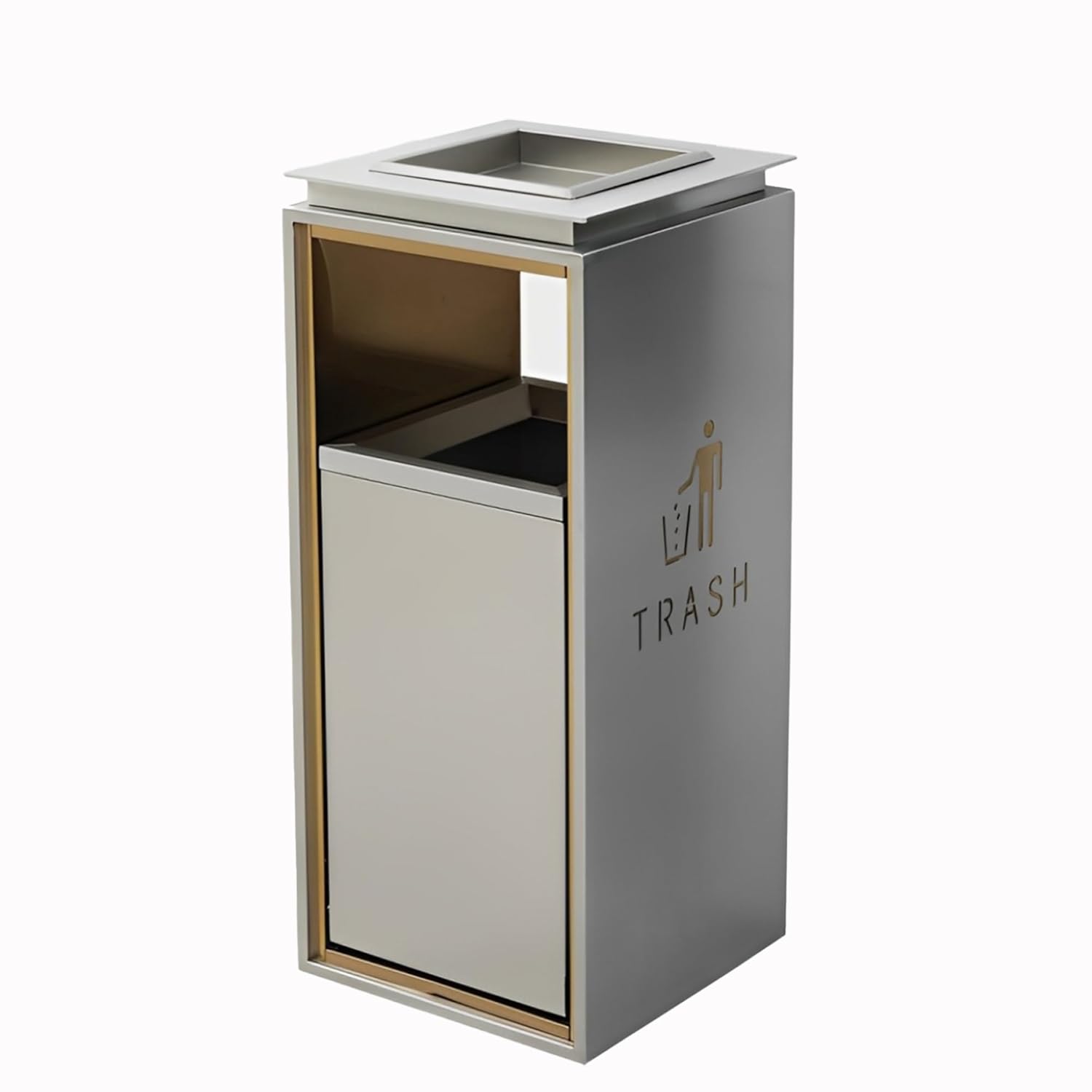 CVS2020.COM CVS Square Stainless Steel Bin, Durable Outdoor Stainless Steel Ashtray, Easy-to-Clean, Ideal for Commercial Space, Large Capacity, Modern Look, 8k Bin